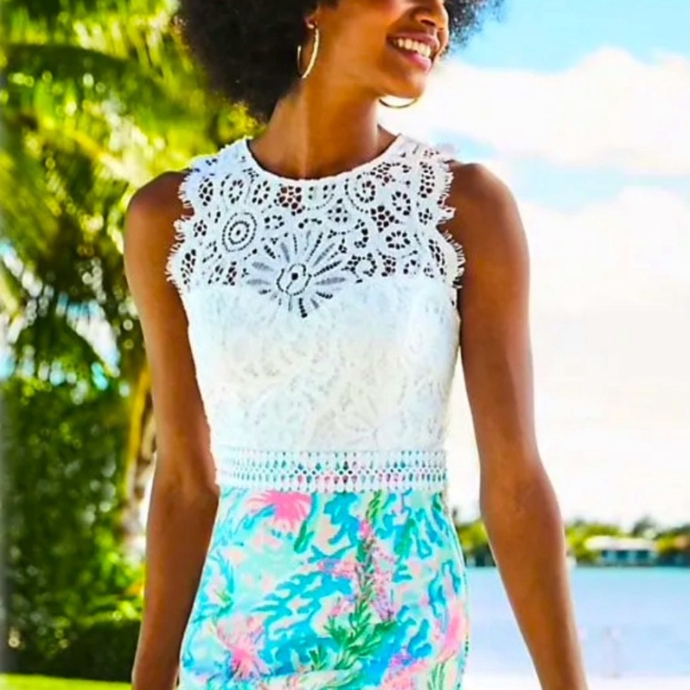 NWT Lilly Pulitzer Sharice Stretch Shift Dress in Multi Coral bay size 8